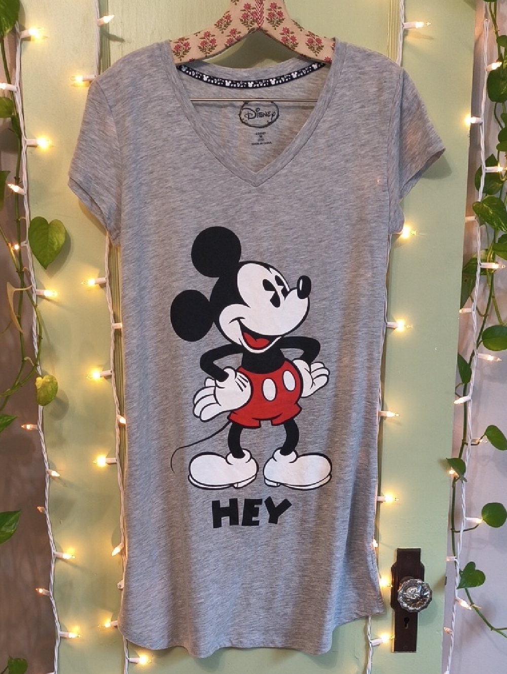 Women's Disney Mickey Mouse Grey Lightweight Sleepwear Nighty M